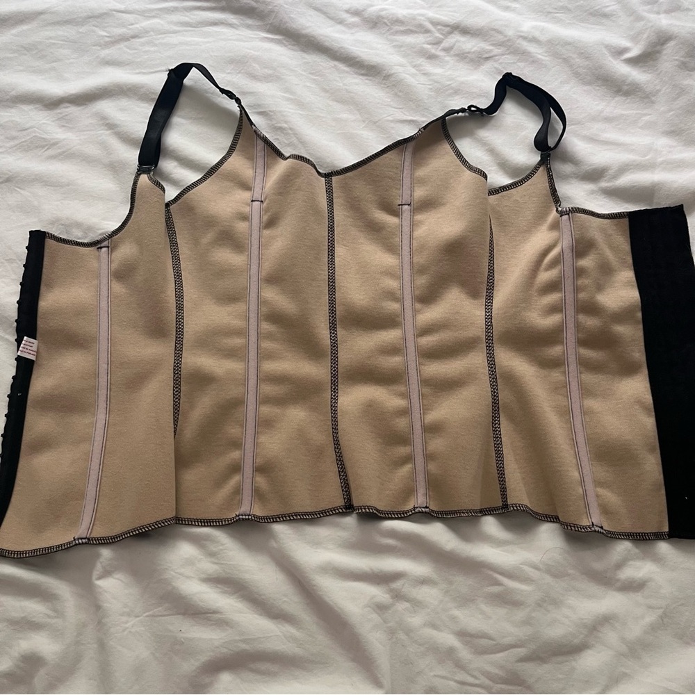 Silhouette Corset Girdle Black Adjustable Straps Medium Faux Leather - Picture 4 of 10